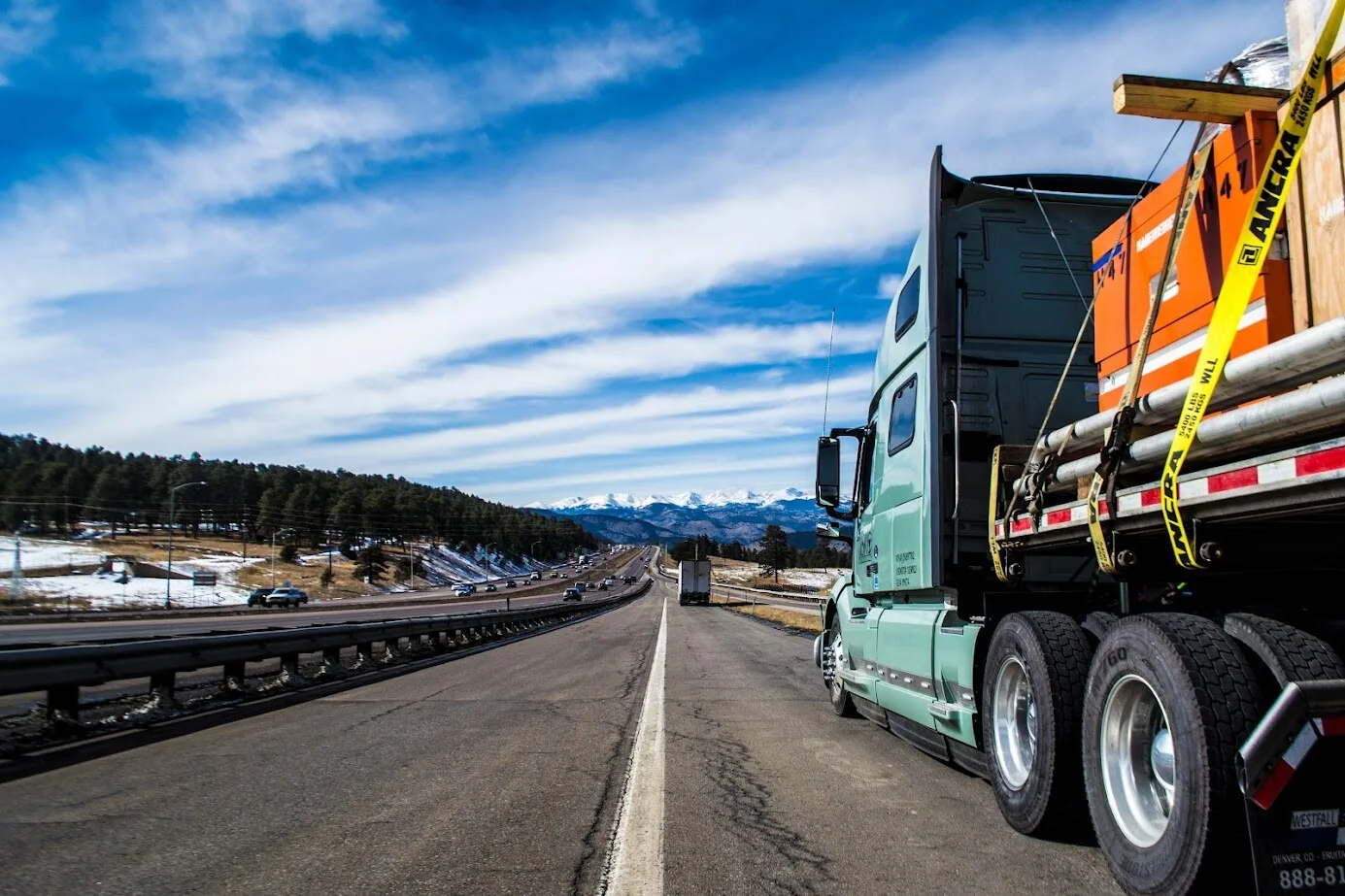 JASKO open-deck load secured for highway transport
